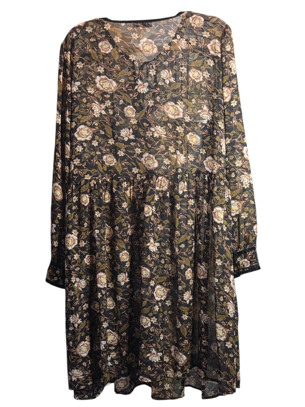 Dex Sheer Floral Long-Sleeve Dress - Picture 3 of 7